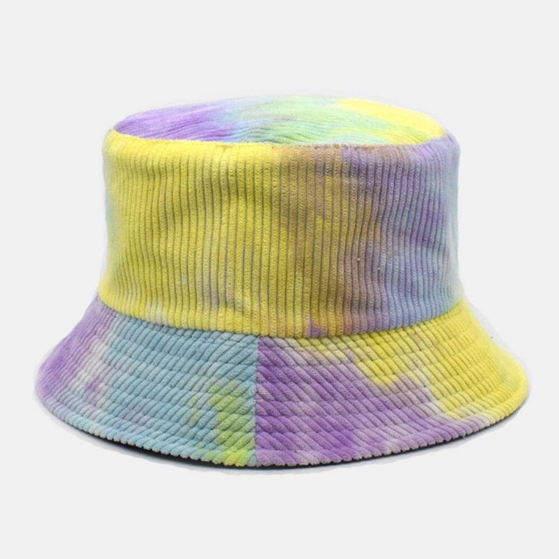 Unsiex Dubbelsidig Tie-Dye Manchester Och Bomull Varm Mjuk Utomhus Casual All-Match Bucket Hat