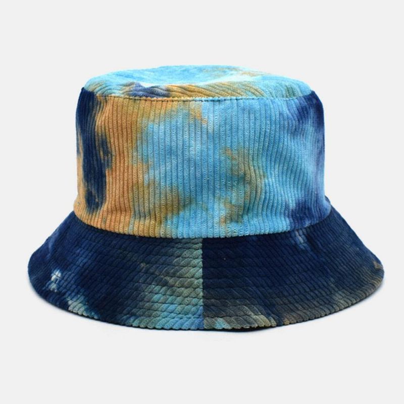 Unsiex Dubbelsidig Tie-Dye Manchester Och Bomull Varm Mjuk Utomhus Casual All-Match Bucket Hat