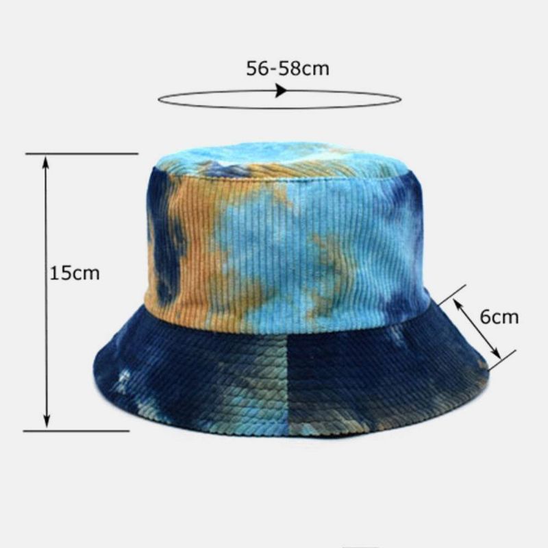 Unsiex Dubbelsidig Tie-Dye Manchester Och Bomull Varm Mjuk Utomhus Casual All-Match Bucket Hat