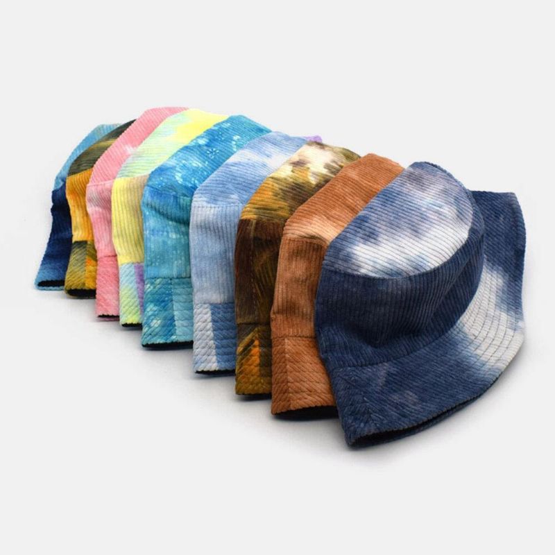 Unsiex Dubbelsidig Tie-Dye Manchester Och Bomull Varm Mjuk Utomhus Casual All-Match Bucket Hat