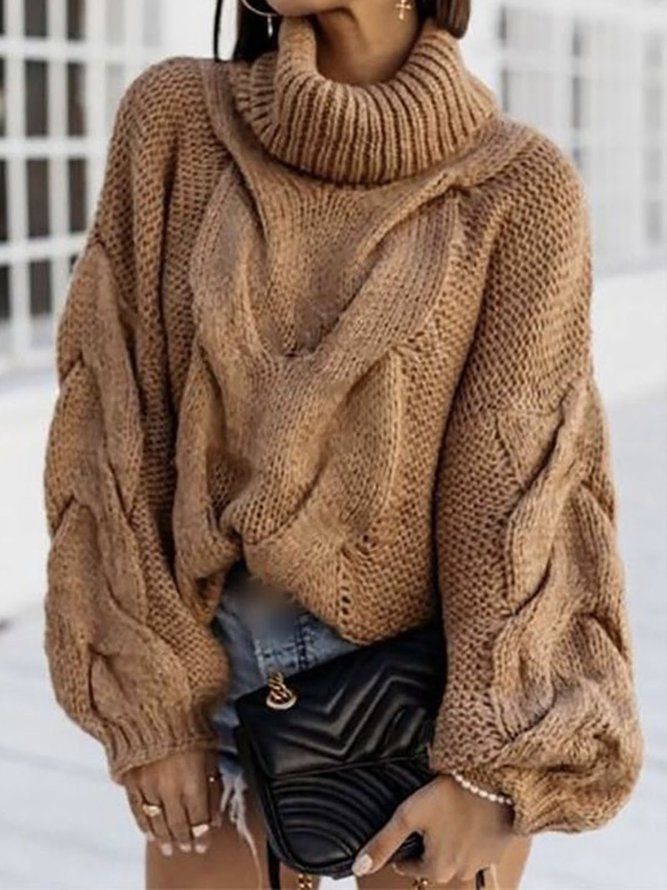 Daily Winter Plain Lös Turtleneck Sweater