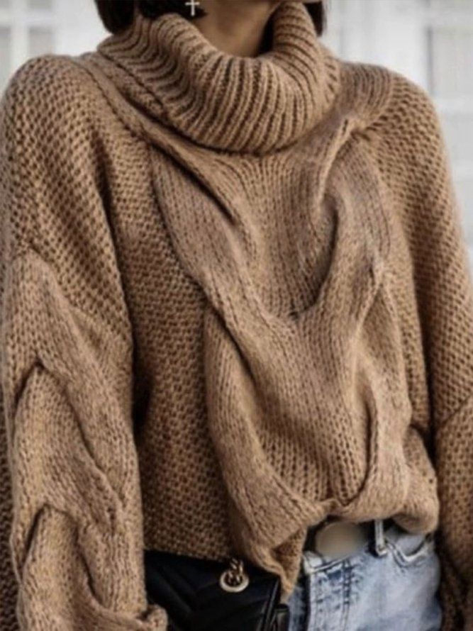 Daily Winter Plain Lös Turtleneck Sweater