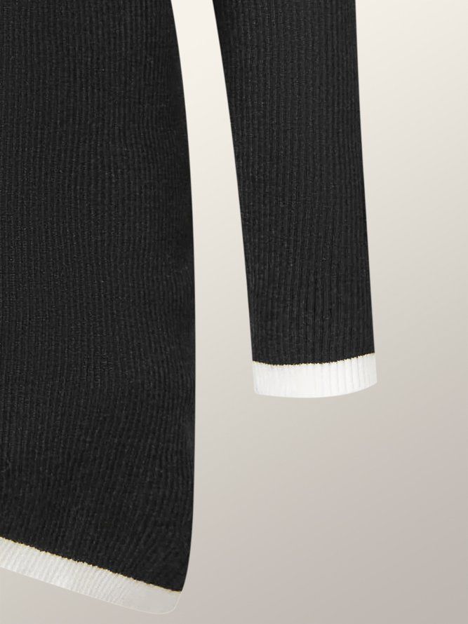 Höstfärgblock Hög Elasticitet Tight Långärmad Daily Sweater