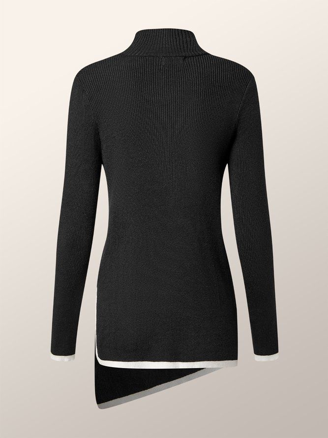 Höstfärgblock Hög Elasticitet Tight Långärmad Daily Sweater