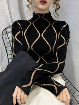 Långärmad Halv Turtleneck Akryl Tight Tröja