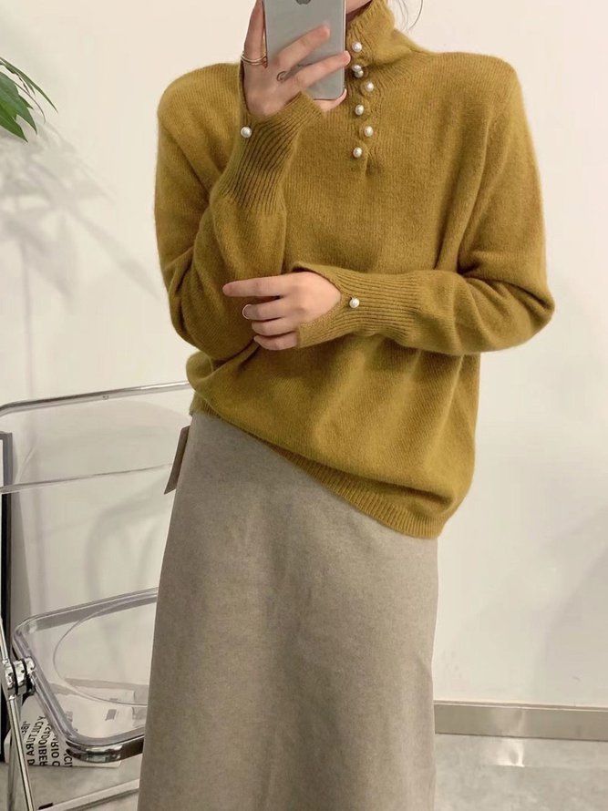 Långärmad Plain Elegant Loose Sweater