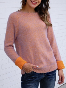 Orange Color-Block Casual Tröja