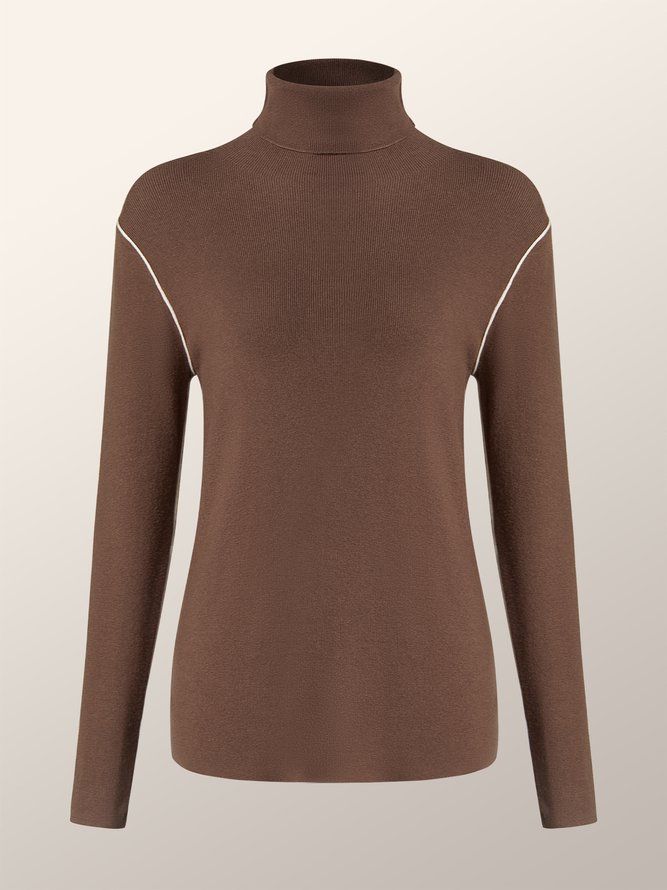 Tight High Elasticity Långärmad Turtleneck Plain Sweater