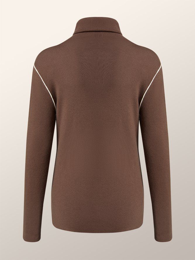 Tight High Elasticity Långärmad Turtleneck Plain Sweater