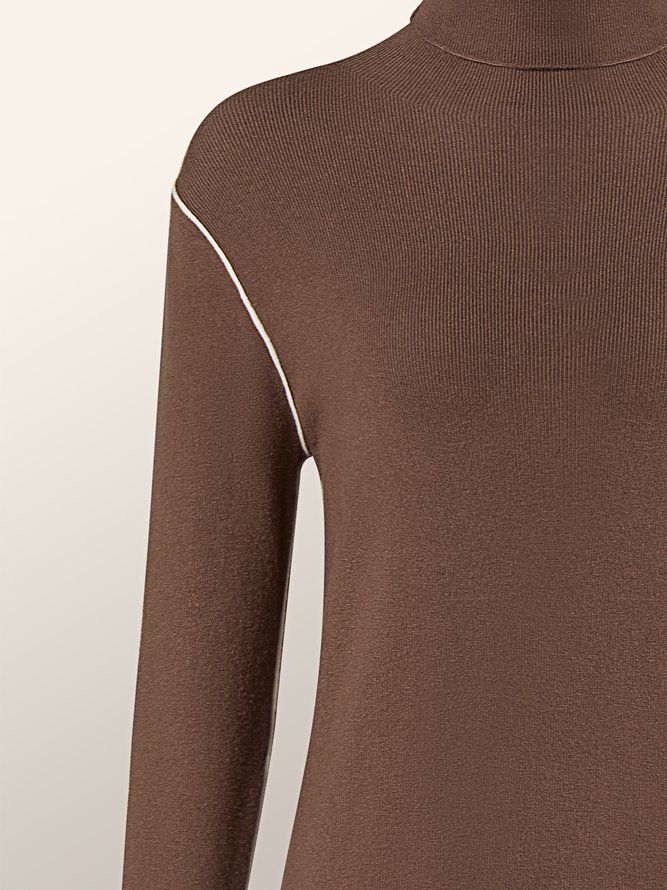 Tight High Elasticity Långärmad Turtleneck Plain Sweater