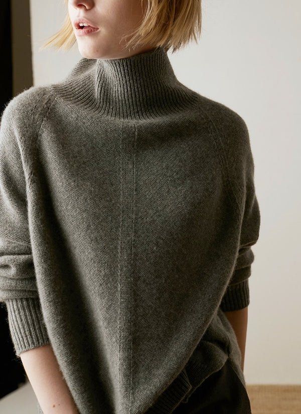 Turtleneck Plain Loose Sweater