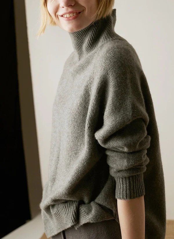 Turtleneck Plain Loose Sweater