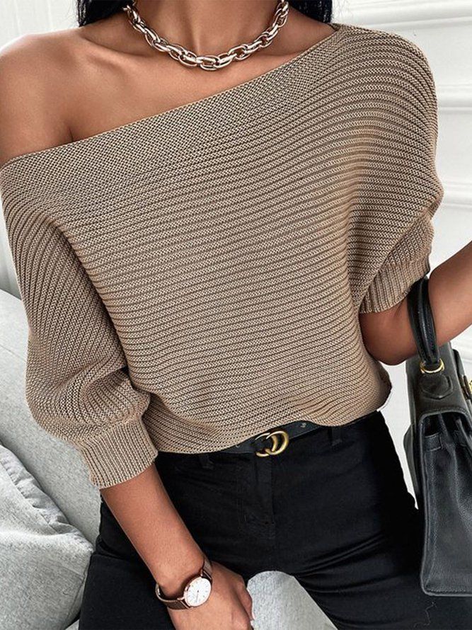 Urban Plain Loss Half Sleeve Daily Sweater