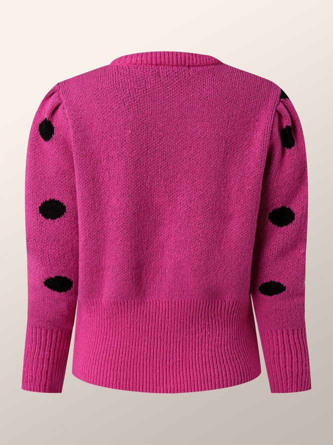 Vinter Crew Neck Regular Fit Polka Dots Polka Dots Långärmad Daily Sweater