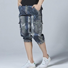 Casual Camo Multi Pockets Joggerbyxor Korta Jeans