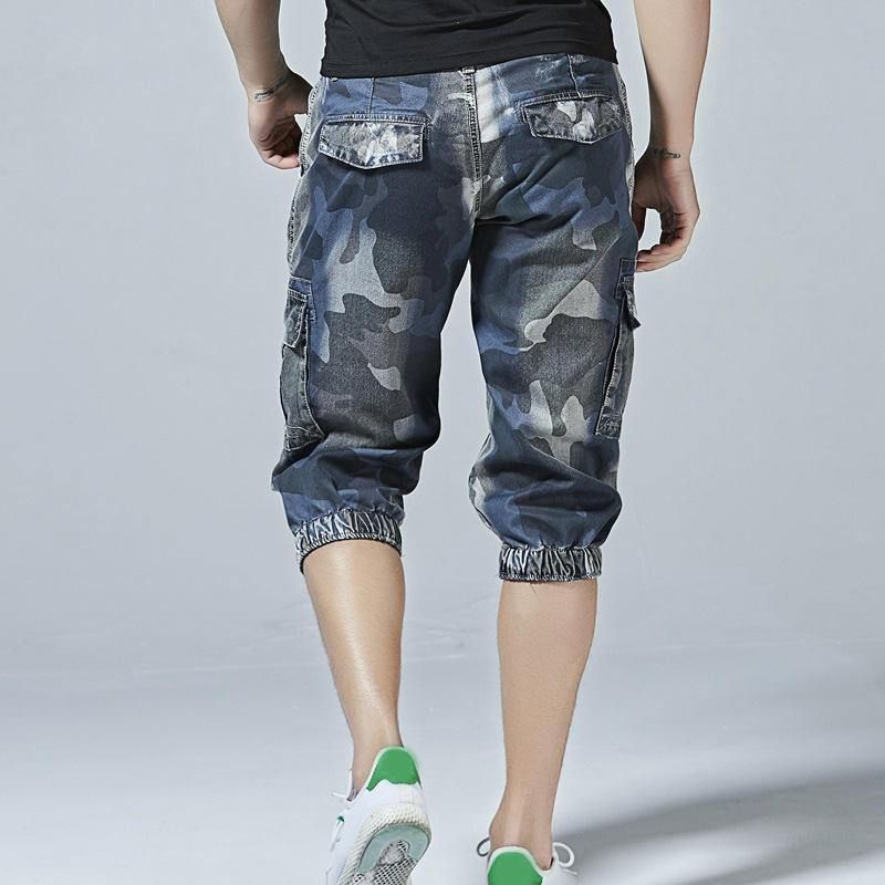 Casual Camo Multi Pockets Joggerbyxor Korta Jeans