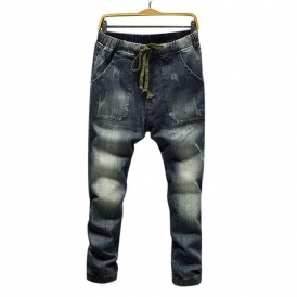 Casual Dragsko Ripped Washed Harem Jeans För Män