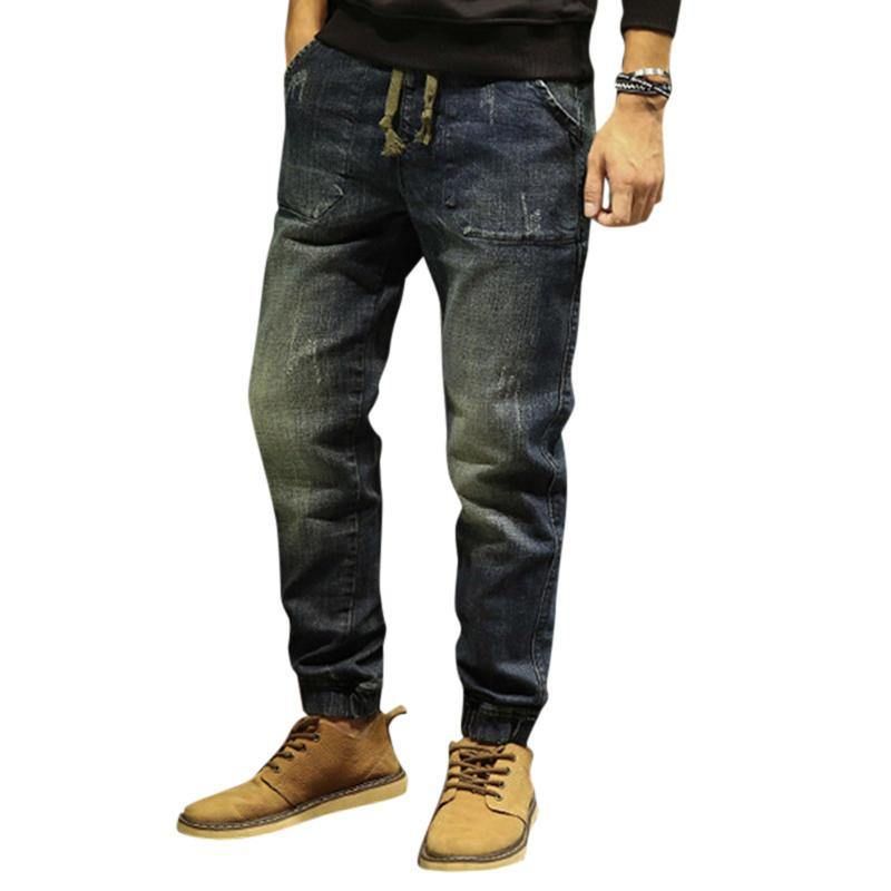 Casual Dragsko Ripped Washed Harem Jeans För Män