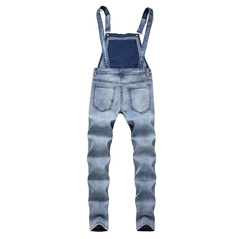 Denim Overall Hängslen Ripped Jeans För Män