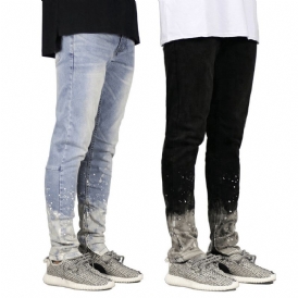 Jeans För Män Gradient Färg Mode Stor Storlek Blå Jeans För Män