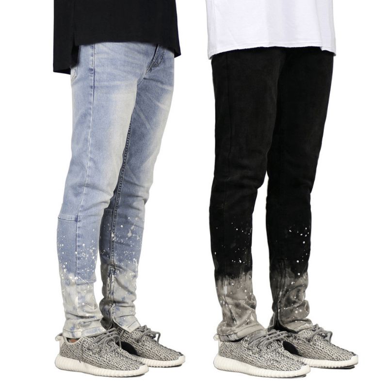 Jeans För Män Gradient Färg Mode Stor Storlek Blå Jeans För Män