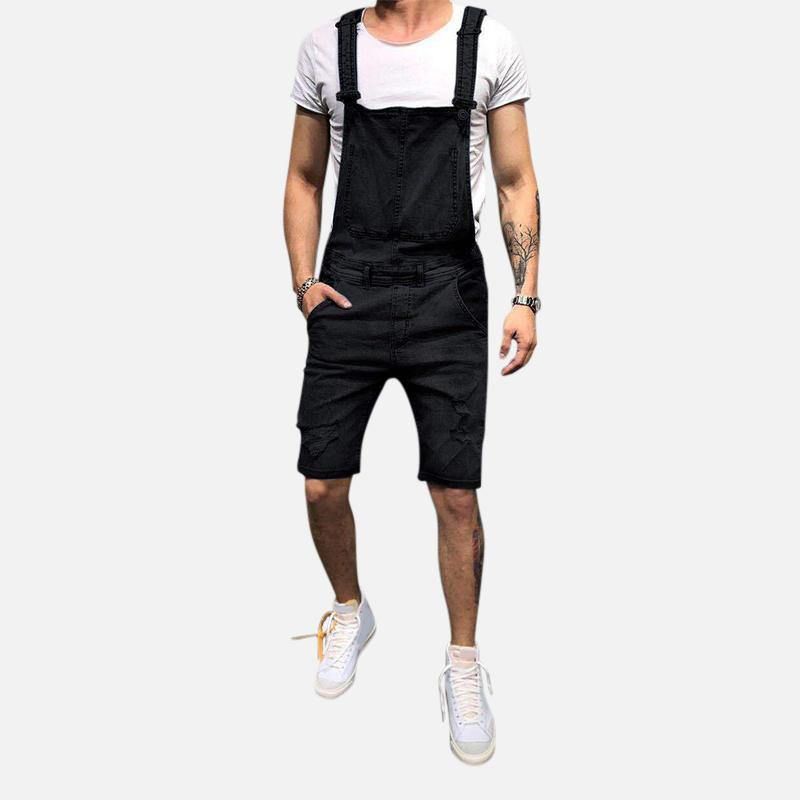 Män Slim Fit Denim Kort Casual Jumpsuit