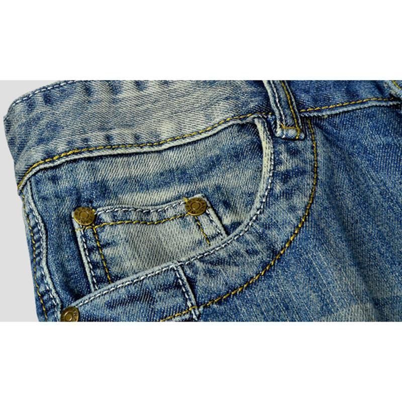 Retro Multi Pockets Over-Knee Korta Jeans