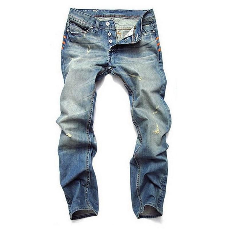 Rippade Viksömmar Rakt Tvättade Jeans