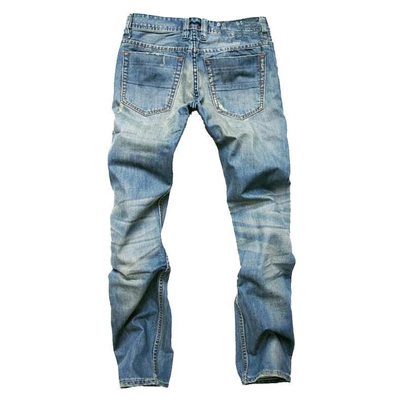 Rippade Viksömmar Rakt Tvättade Jeans