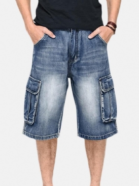 Sommar Mäns Stora Fickor Jeans Loose Street Skateboard Jeans Shorts