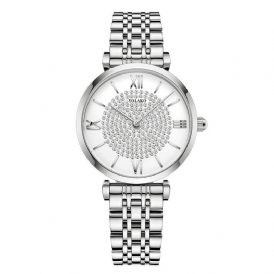 A0566 Trendiga Eleganta Damklockor Hellegerade Romerska Siffror Rhinestones Mount Dial Quartz Klockor