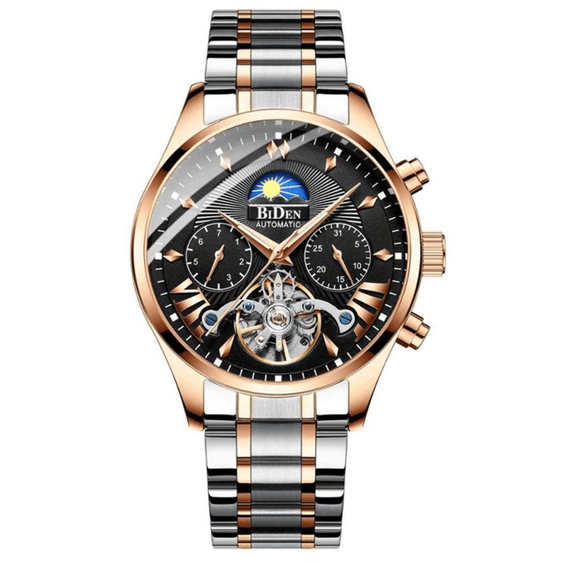 Biden Bd8509 Moon Phase Automatisk Mekanisk Klocka Multifunktion Vattentät Herrklocka