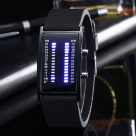 Binär Led Display Herr Business Watch Double Row Light Calendar Digital Watch