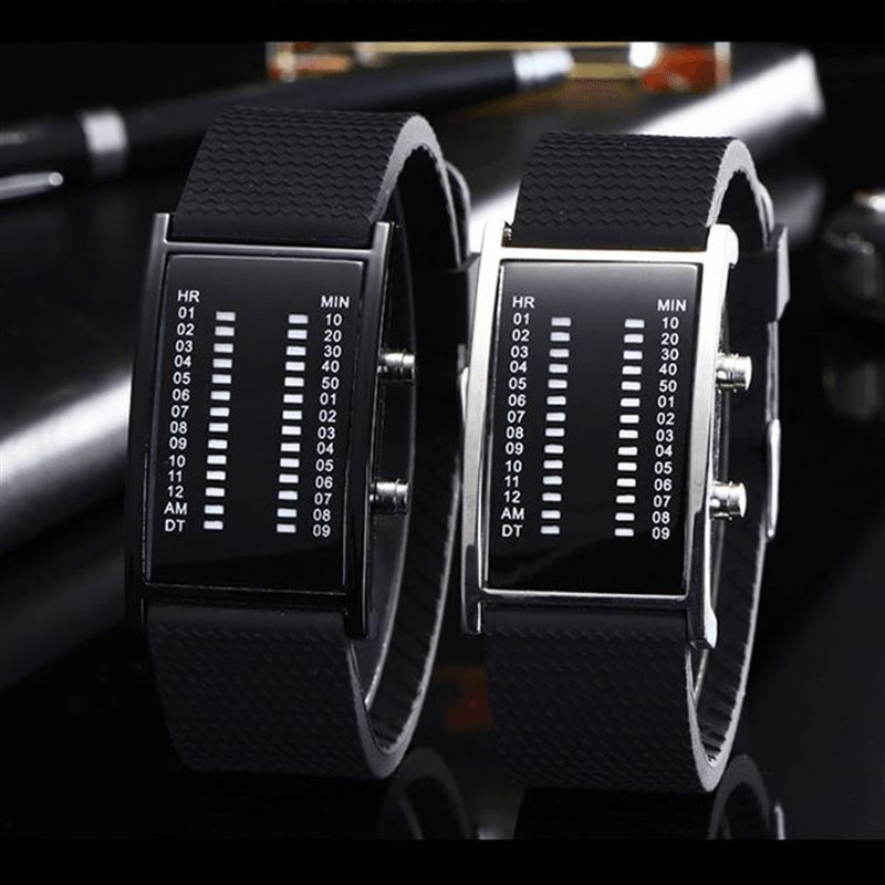 Binär Led Display Herr Business Watch Double Row Light Calendar Digital Watch