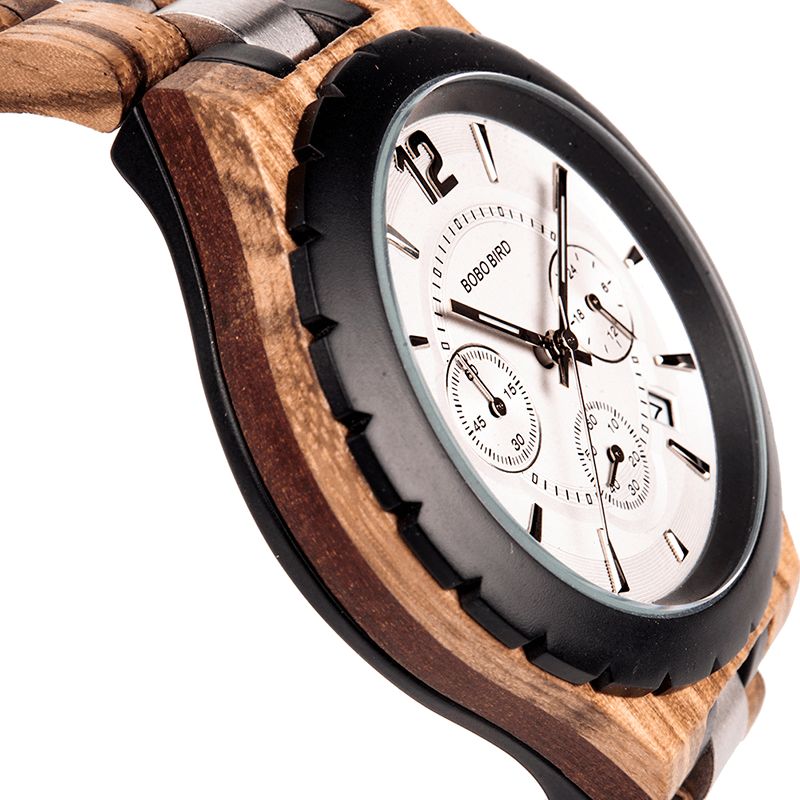 Bobo Bird R22 Ultra Thin Chronograph Herrarmbandsur Trä Creative Kvartsur