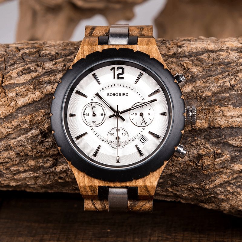 Bobo Bird R22 Ultra Thin Chronograph Herrarmbandsur Trä Creative Kvartsur