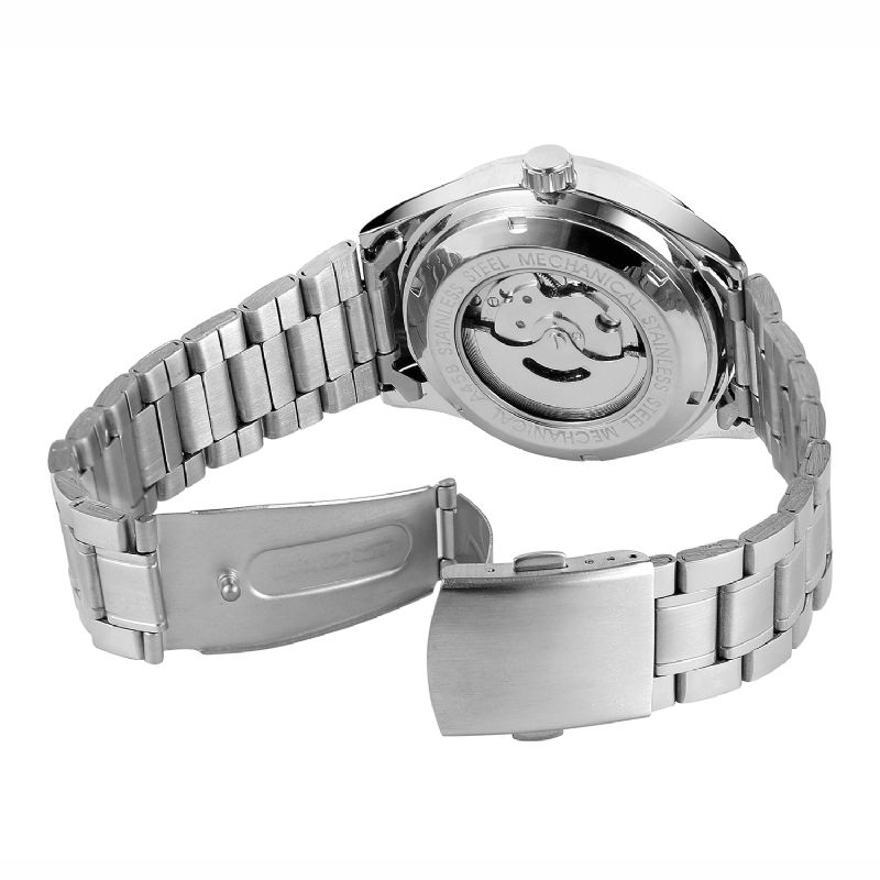 Business Alloy Band Vattentät Herr Helautomatisk Mekanisk Klocka Armbandsur