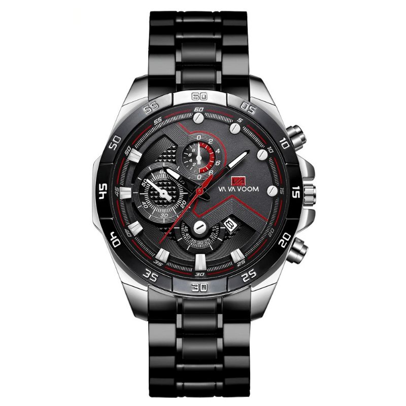 Business Herr Watch Three-Dimen'Sional Dial Steel Band Waterproof Kvartsur