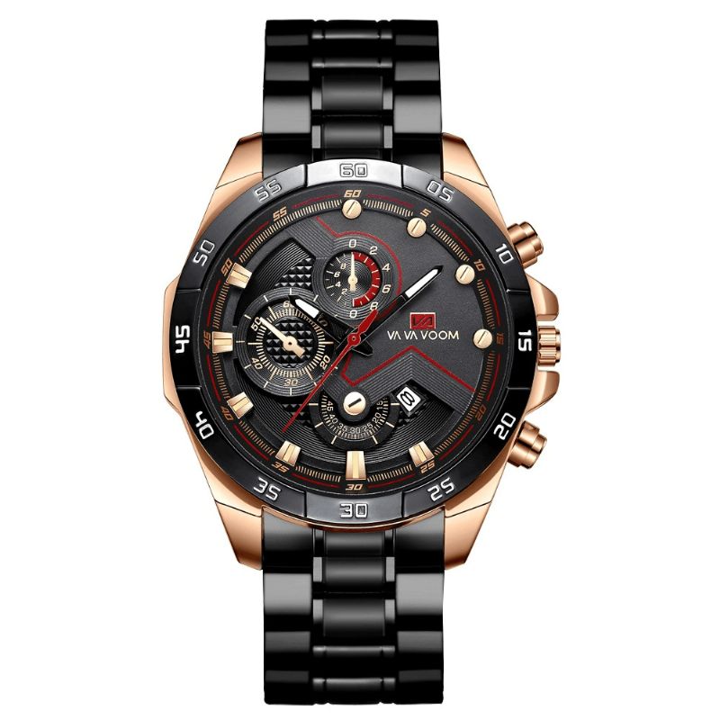 Business Herr Watch Three-Dimen'Sional Dial Steel Band Waterproof Kvartsur