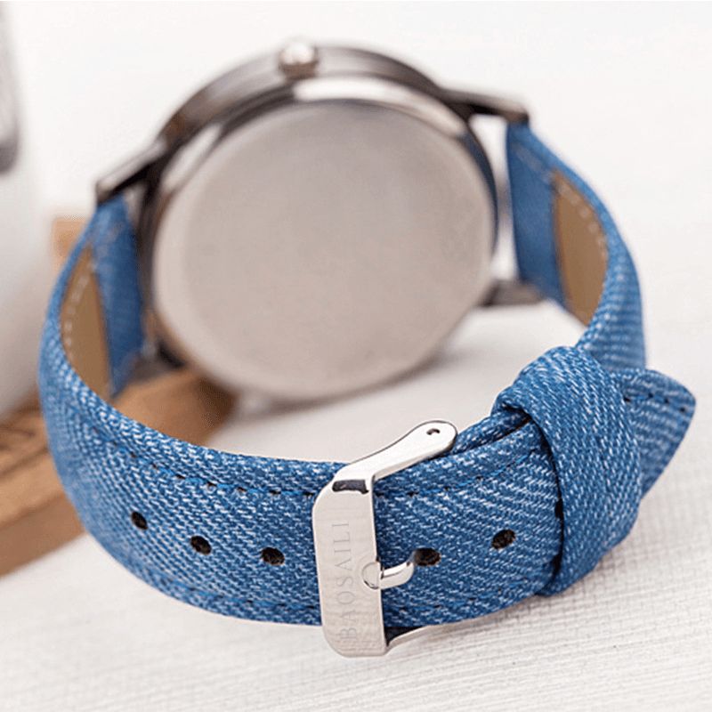 Casual Black Horse Desert Dial All-Match Denim Strap Herr Kvartsur Armbandsur