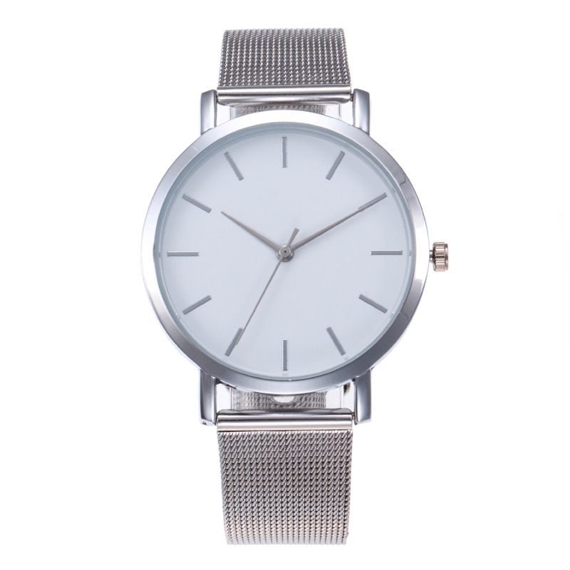 Casual Business Kvinnor Watch Full Alloy Case Mesh Band No Number Dial Kvartsur