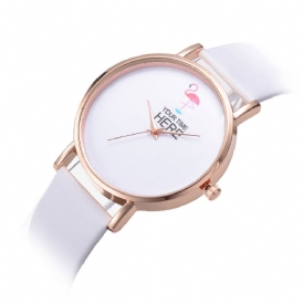 Casual Style Kvinnor Armbandsur Rose Gold Case Läderrem Kvartsur