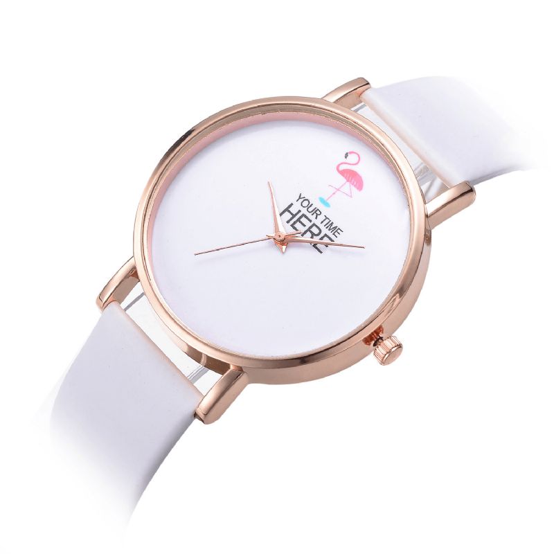 Casual Style Kvinnor Armbandsur Rose Gold Case Läderrem Kvartsur