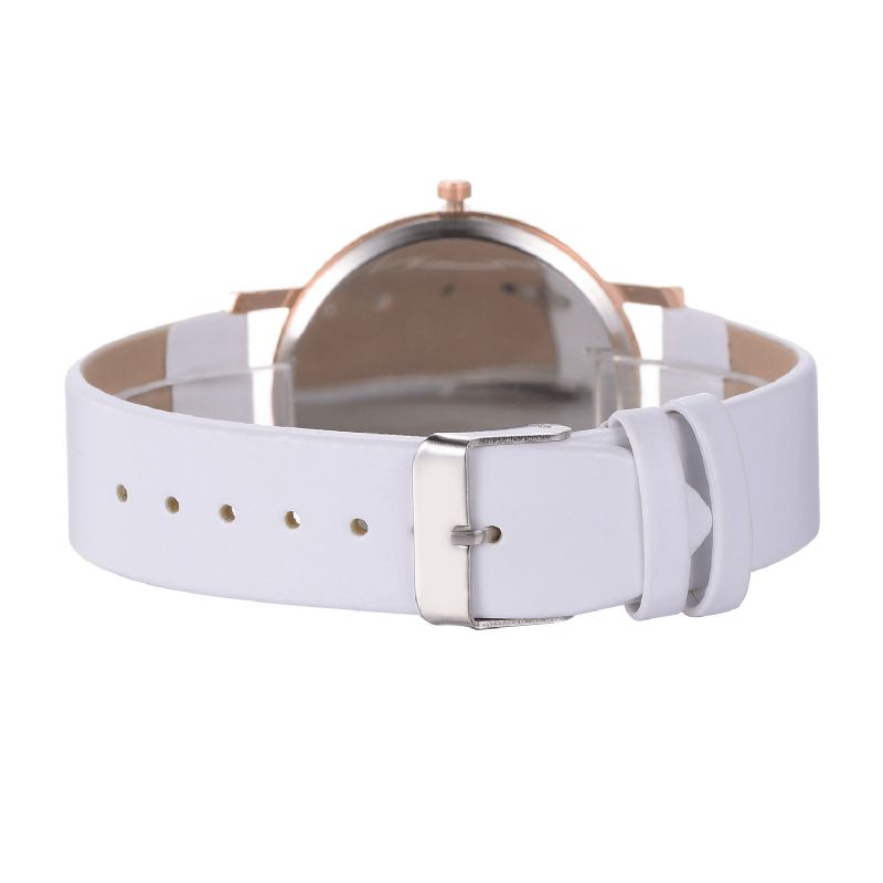 Casual Style Kvinnor Armbandsur Rose Gold Case Läderrem Kvartsur