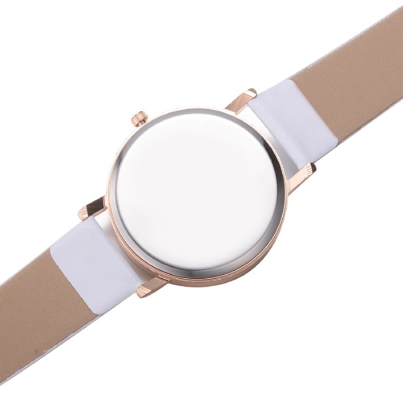 Casual Style Kvinnor Armbandsur Rose Gold Case Läderrem Kvartsur