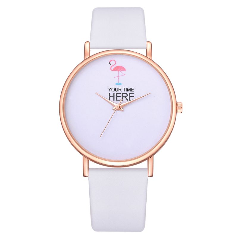 Casual Style Kvinnor Armbandsur Rose Gold Case Läderrem Kvartsur