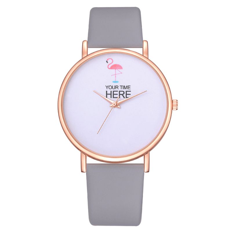 Casual Style Kvinnor Armbandsur Rose Gold Case Läderrem Kvartsur