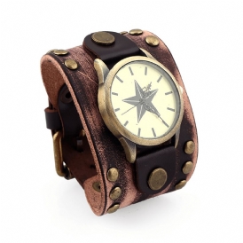 Casual Vintage Multi-Layer Cowhide Läderrem Unisex Kvartsur Armband