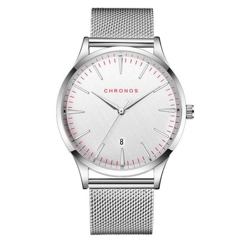 Chronos Ch27 Casual Style Vattentät Herrarmbandsur 40 mm Hardlex Urtavla Ultra Thin Kvartsur