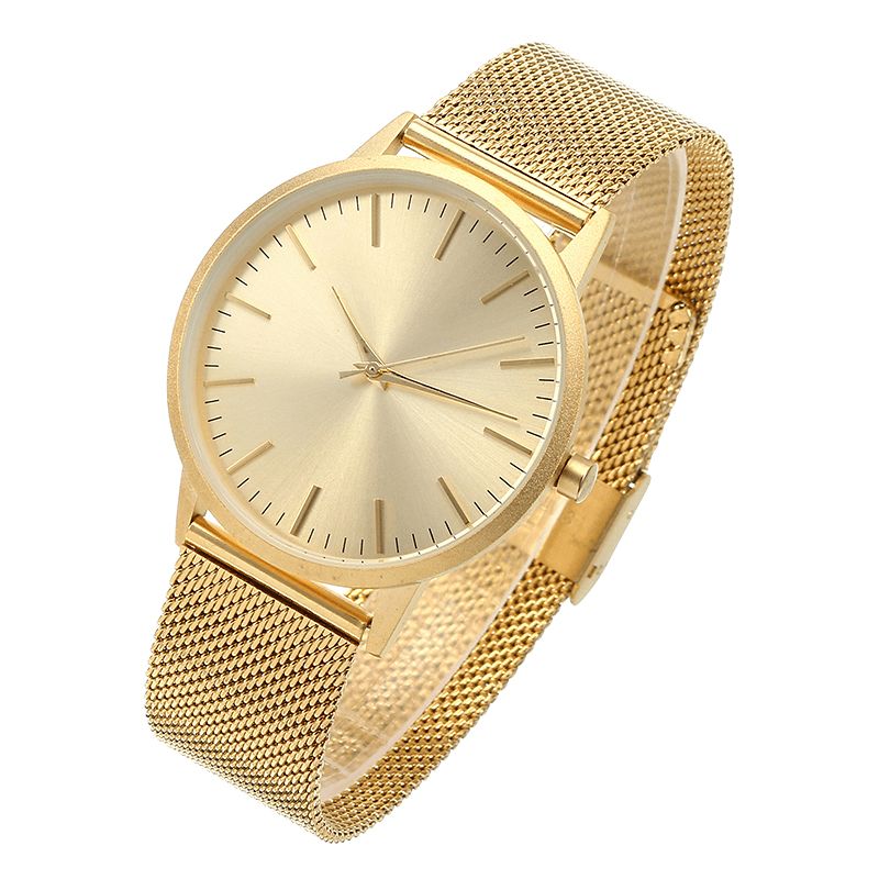 Crrju Ultra Thin Herr Klockor Rostfritt Stål Mesh Armband Business Casual Guld Herr Klockor